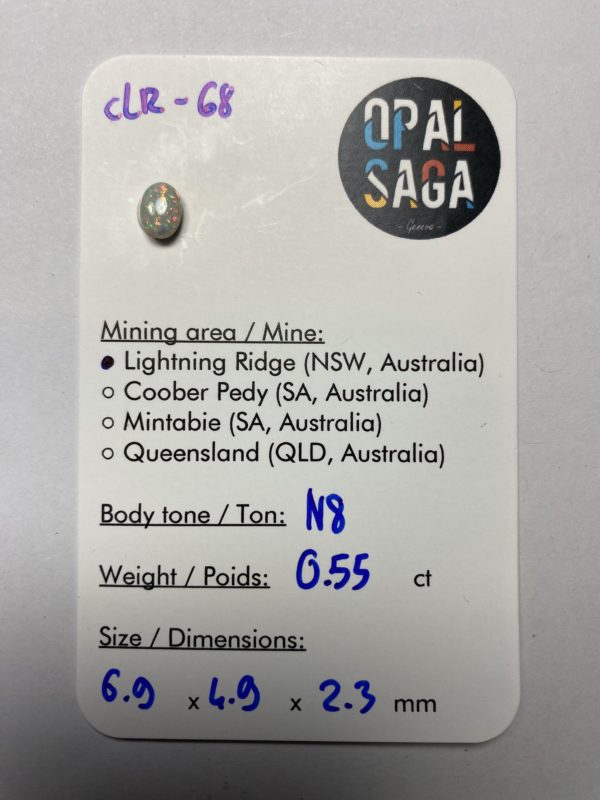 Opale australienne de Lightning Ridge de 0.55 ct (cLR-68) – Image 2
