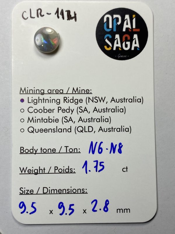 Opale australienne de Lightning Ridge de 1.75 ct (cLR-114) – Image 2