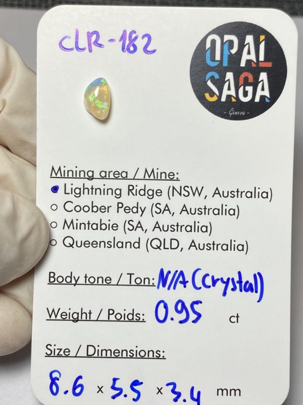 Opale australienne de Lightning Ridge de 0.95 ct (cLR-182) – Image 2