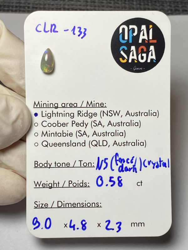 Opale australienne de Lightning Ridge de 0.58 ct (cLR-133) – Image 2