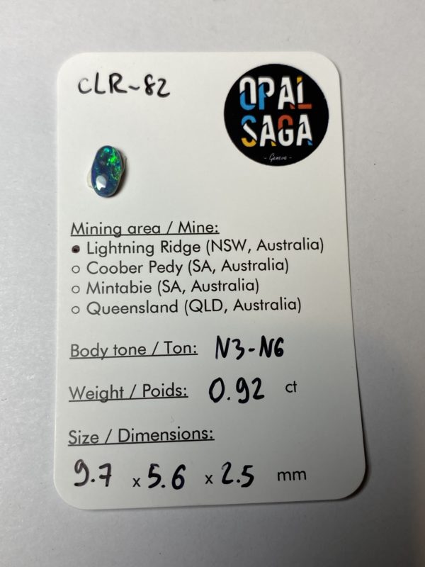 Opale australienne de Lightning Ridge de 0.92 ct (cLR-82) – Image 2