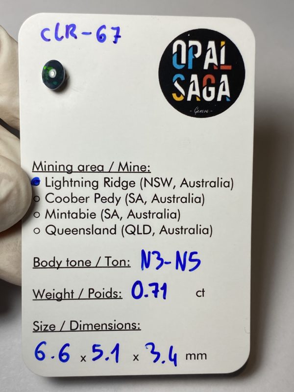 Opale australienne de Lightning Ridge de 0.71 ct (cLR-67) – Image 2