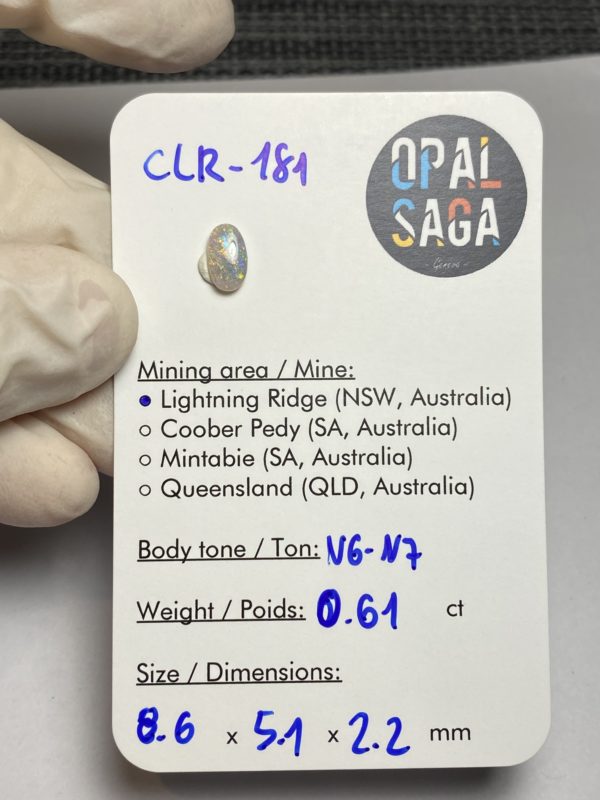 Opale foncée australienne de Lightning Ridge de 0.61 ct (cLR-181) – Image 2
