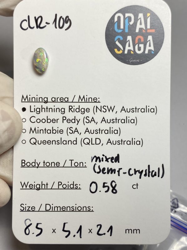 Opale australienne de Lightning Ridge de 0.58 ct (cLR-109) – Image 2