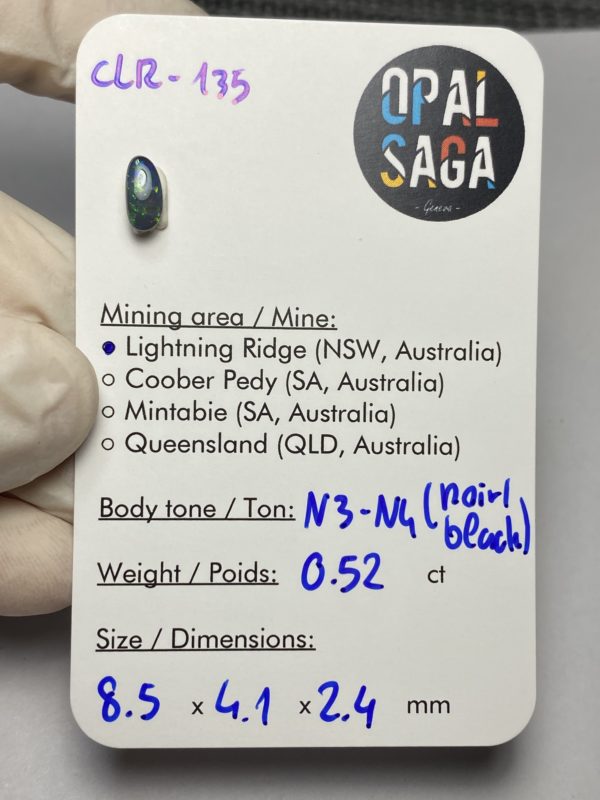 Opale australienne de Lightning Ridge de 0.52 ct (cLR-135) – Image 2