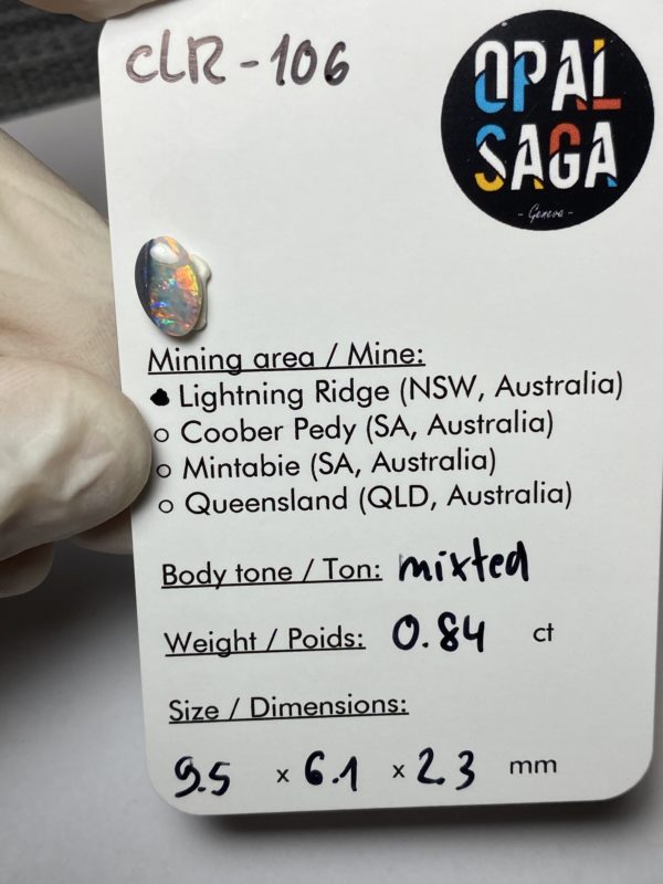 Opale australienne de Lightning Ridge de 0.84 ct (cLR-106) – Image 2