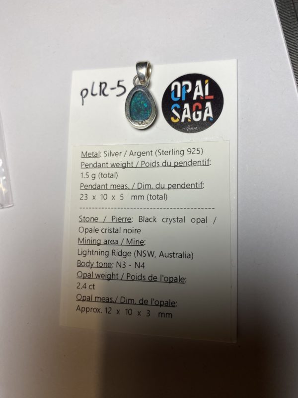 Pendentif en opale noire (pLR-5) – Image 3