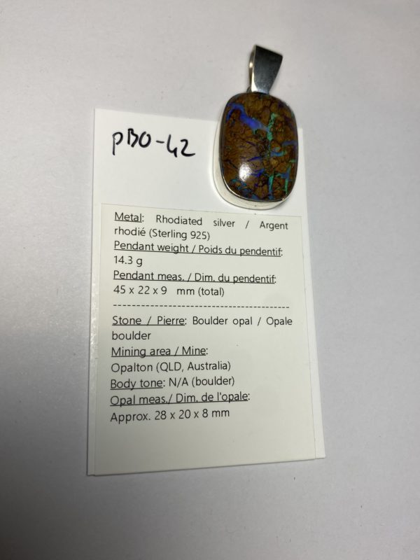 Grand pendentif en opale boulder (pBO-42) – Image 2