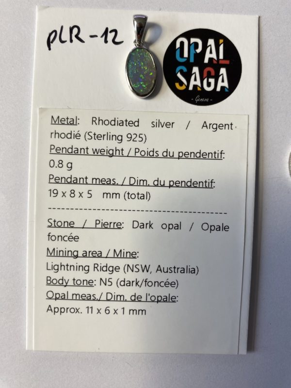 Pendentif en opale foncée (pLR-12) – Image 3