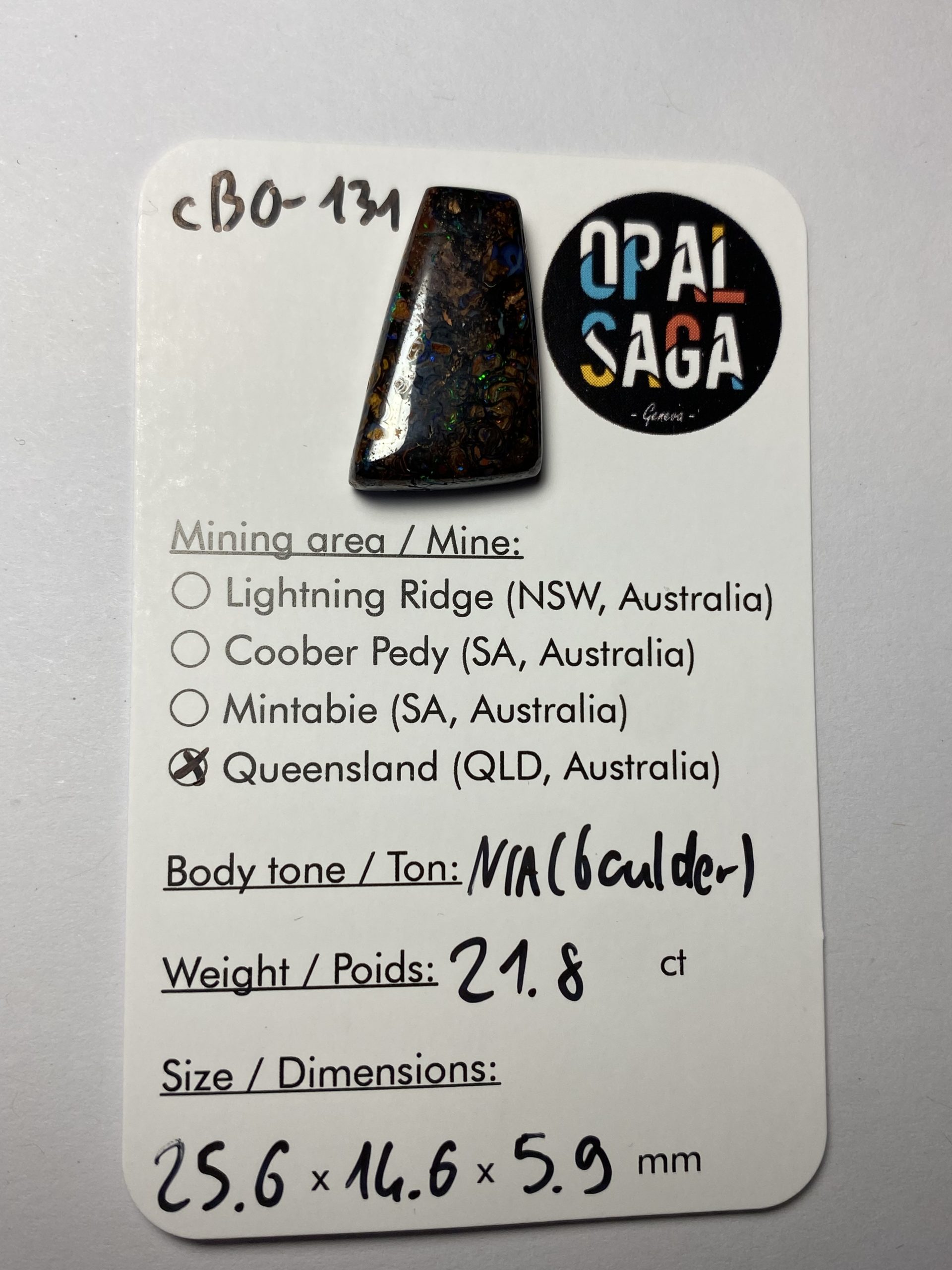 Opale boulder australienne de 21.8 ct (cBO-131) – Image 2