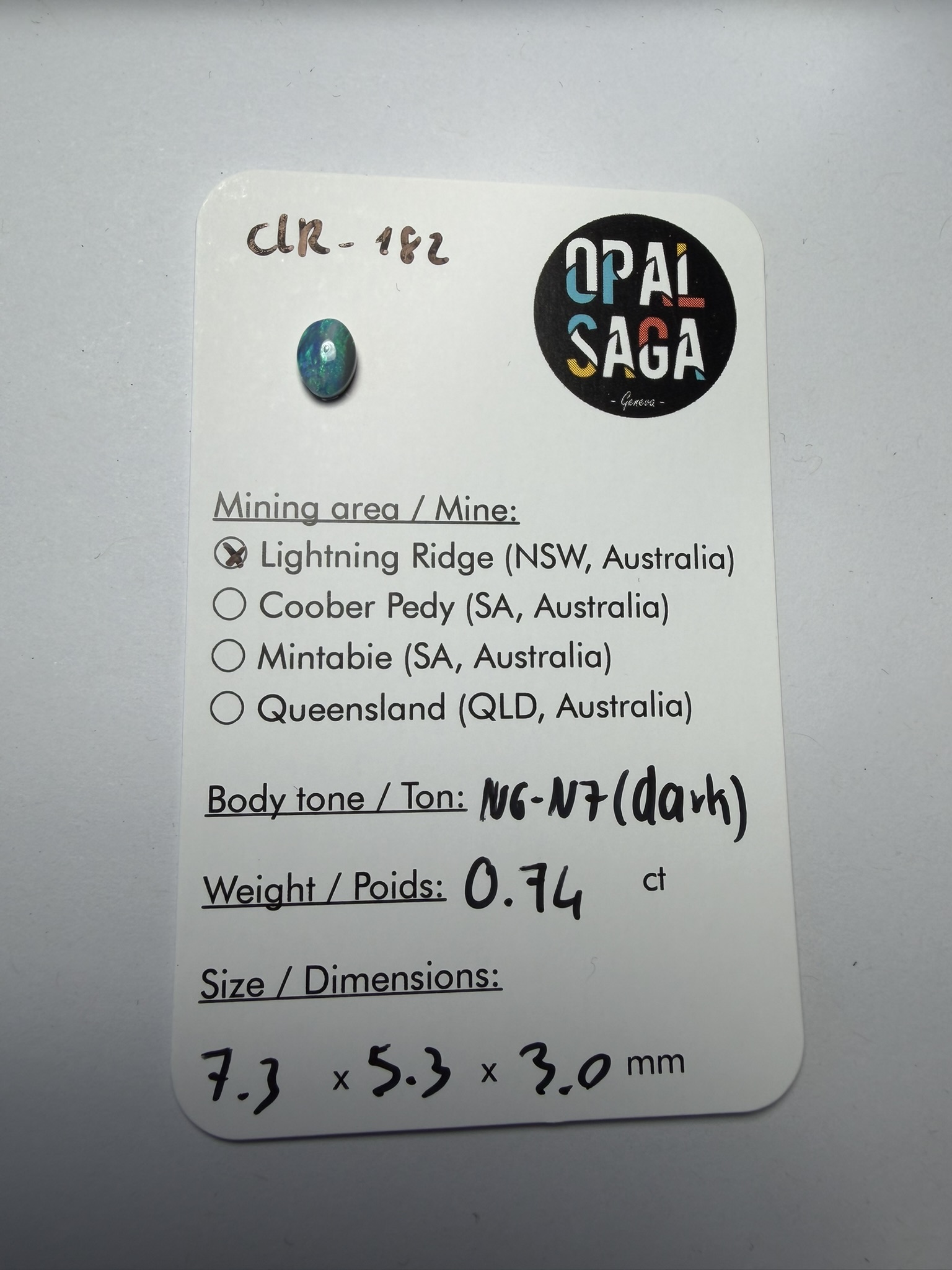 Opale foncée australienne de Lightning Ridge de 0.74 ct (cLR-182) – Image 4
