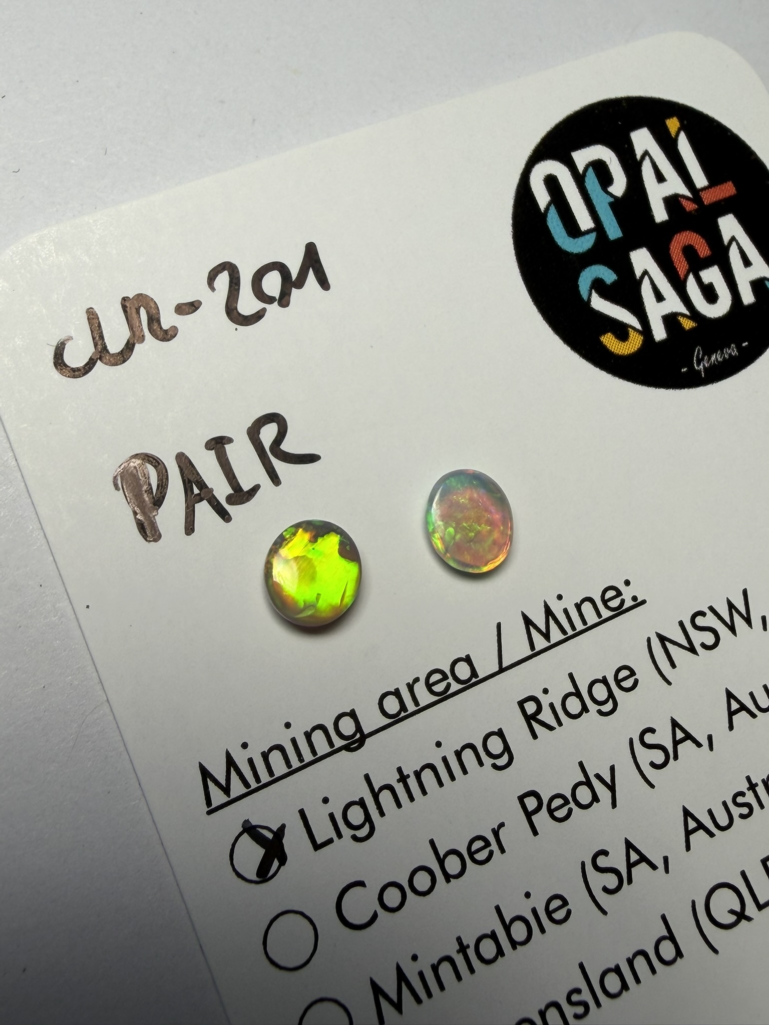 Paire d'opales cristal australiennes de Lightning Ridge de 0.74 ct au total (cLR-201) – Image 4