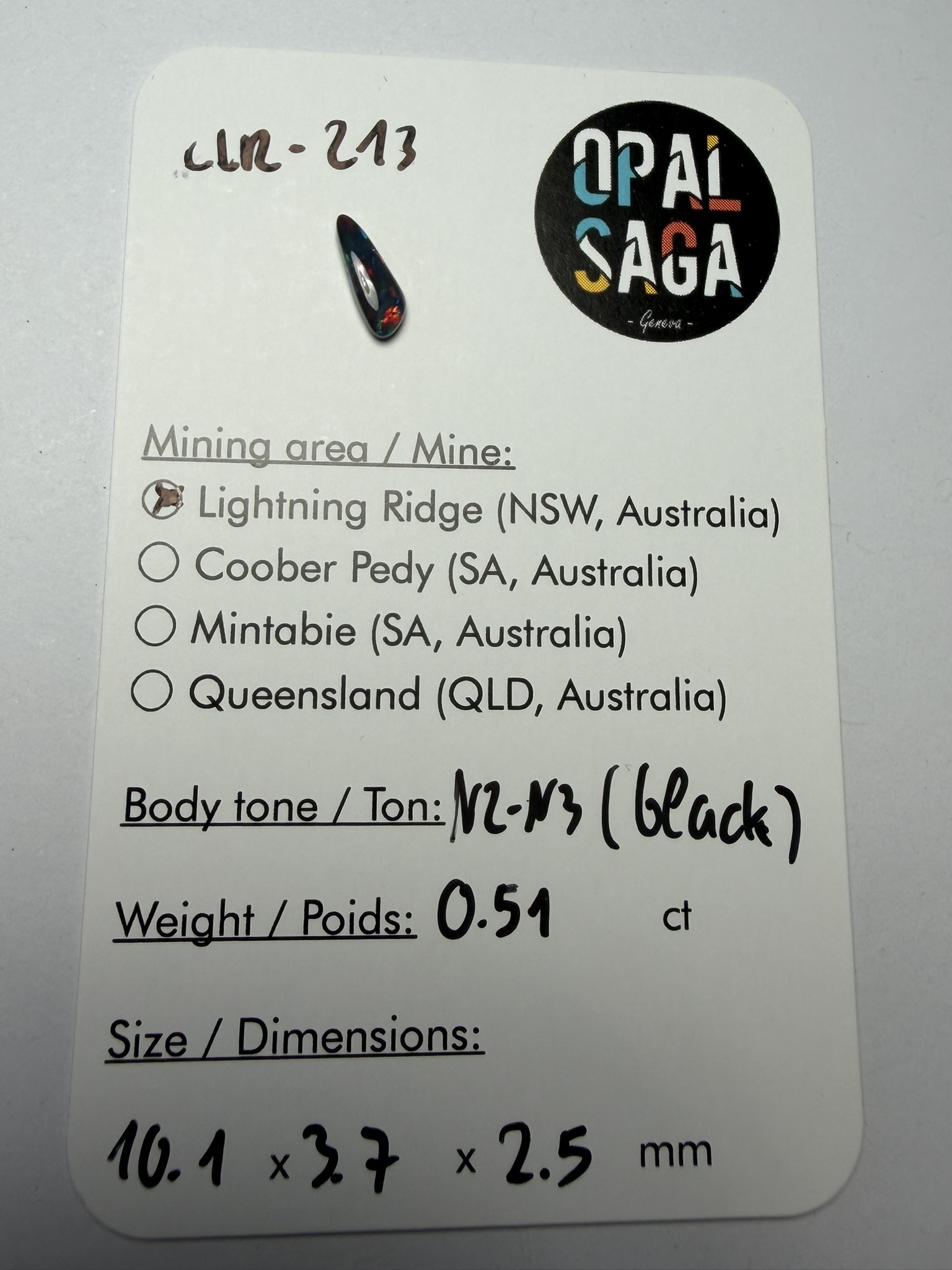 Opale noire australienne de Lightning Ridge de 0.51 ct (cLR-213) – Image 4