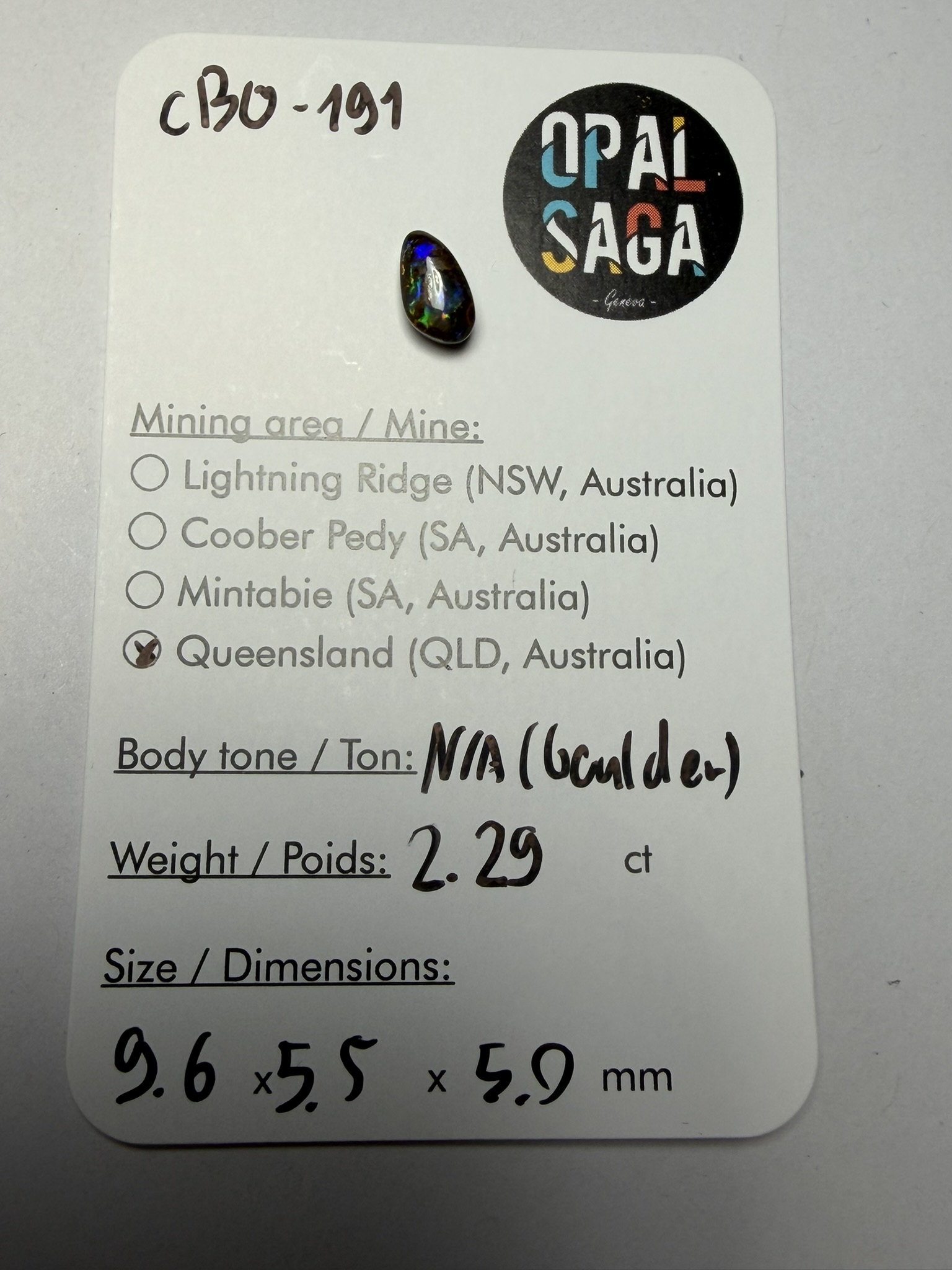 Opale boulder australienne de 2.29 ct (CBO-191) – Image 3