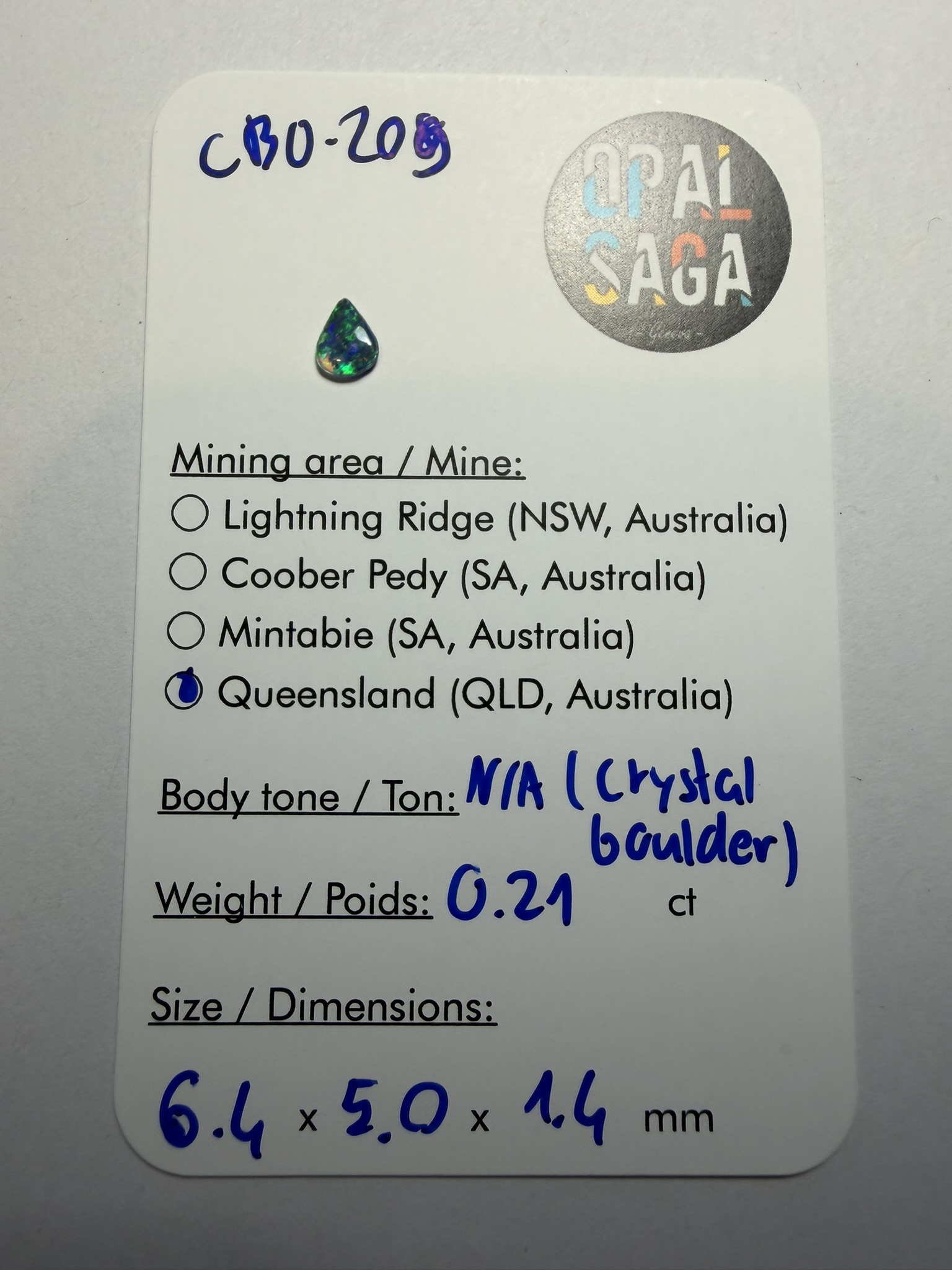 Opale boulder australienne de 0.21 ct (CBO-209) – Image 5