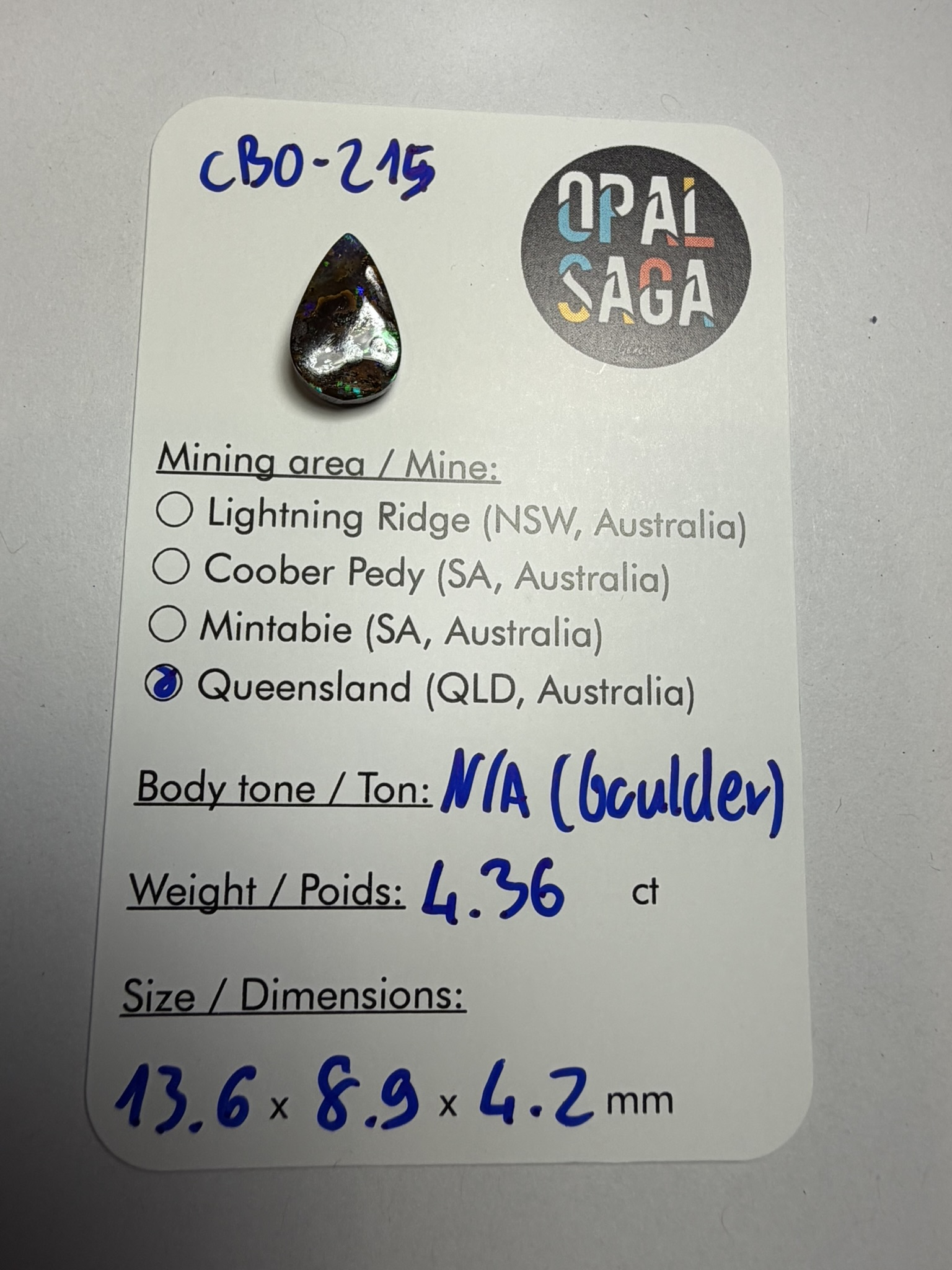 Opale boulder australienne de 4.96 ct (CBO-215) – Image 5