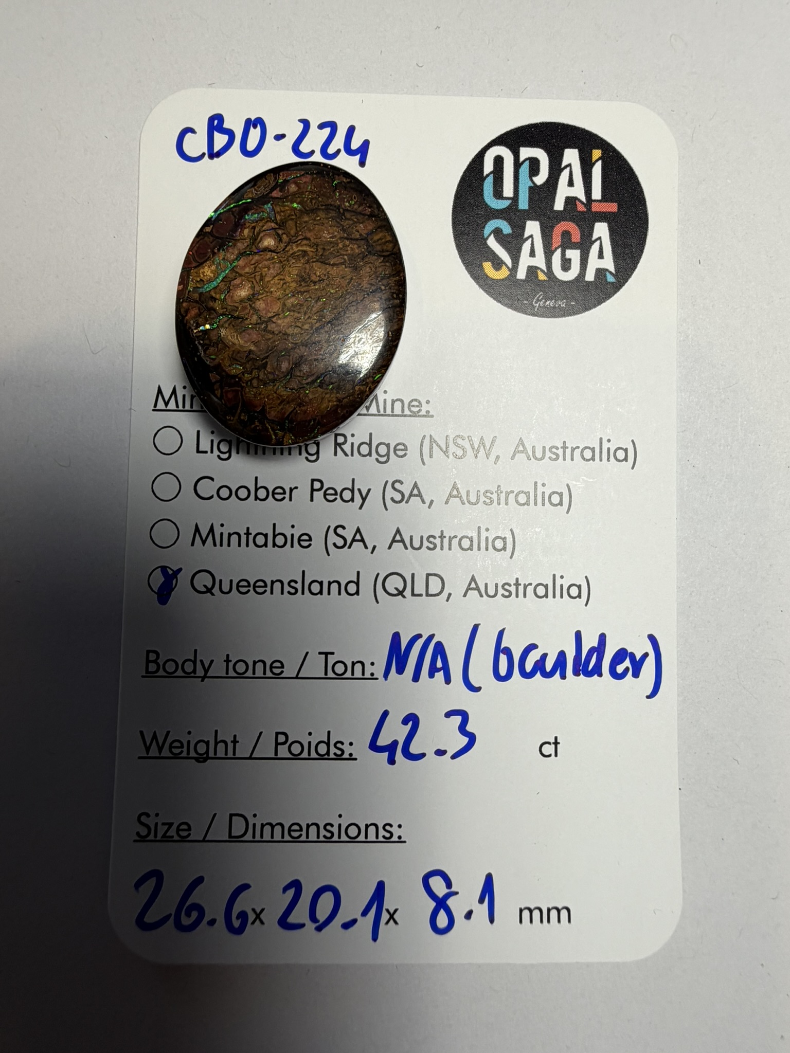 Opale boulder australienne de 42.3 ct (CBO-224) – Image 5