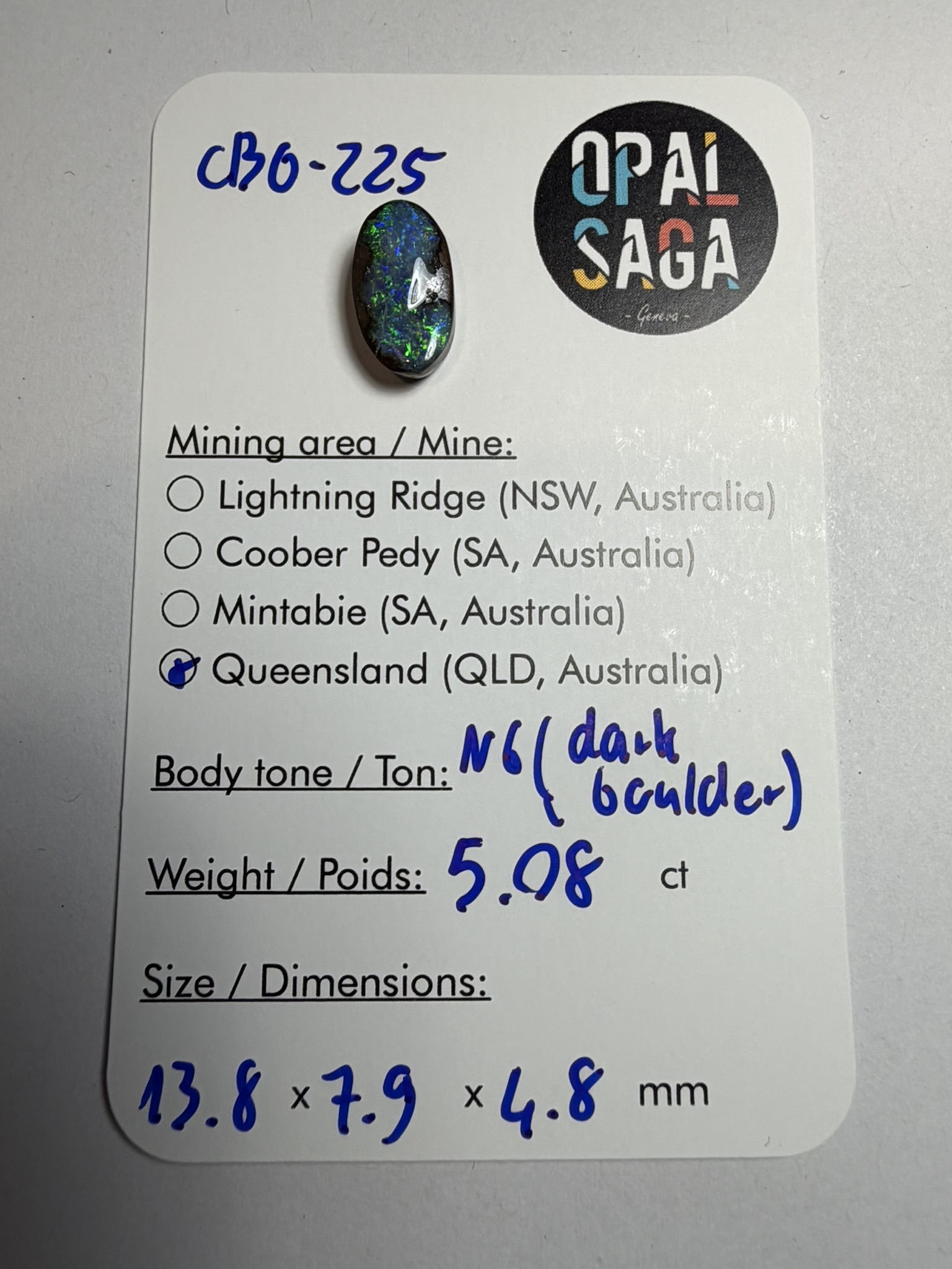 Opale boulder australienne de 5.08 ct (CBO-225) – Image 5