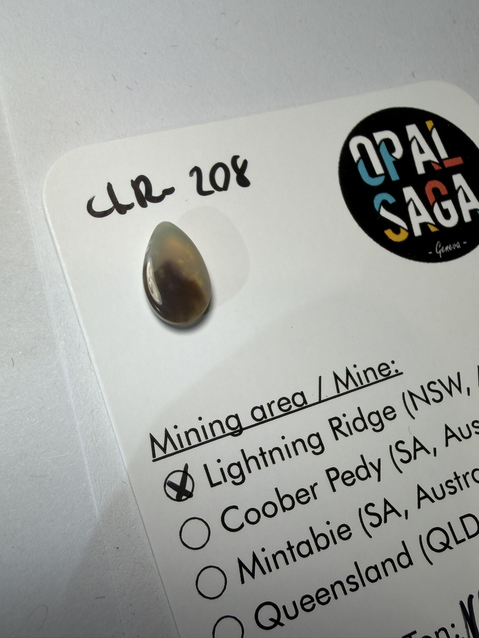 Opale semi-cristal australienne de Lightning Ridge de 1.05 ct (cLR-208) – Image 4