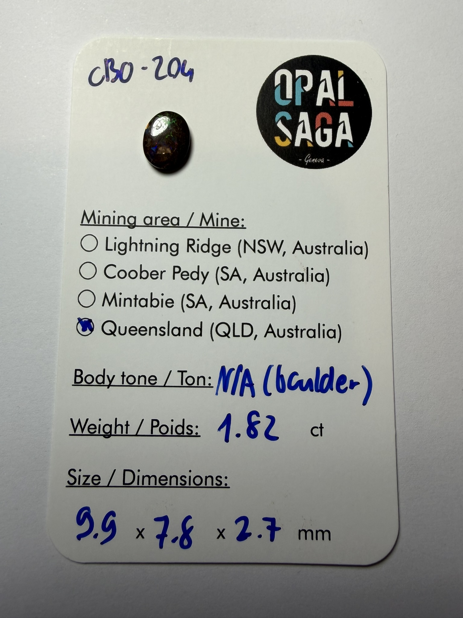 Opale boulder australienne de 1.82 ct (CBO-204) – Image 2